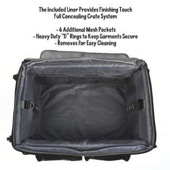 Photo of the interior of Closet Trolley Dance Bag - very high quality and removes for easy cleaning.