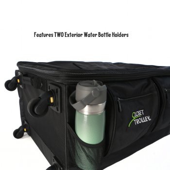Photograph of collapsible dance bag that has water bottle holders. Closet trolley dance bag has this feature and this photo shows it.