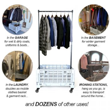 Closet Crate - Portable Garment Rack with Basket